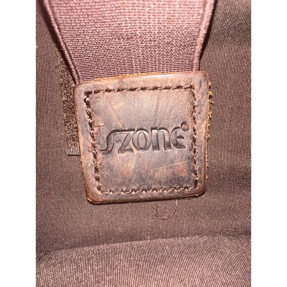 Vintage-Style S-Zone Brown Canvas Backpack Leather Straps & Buckle Closure - Picture 4 of 6
